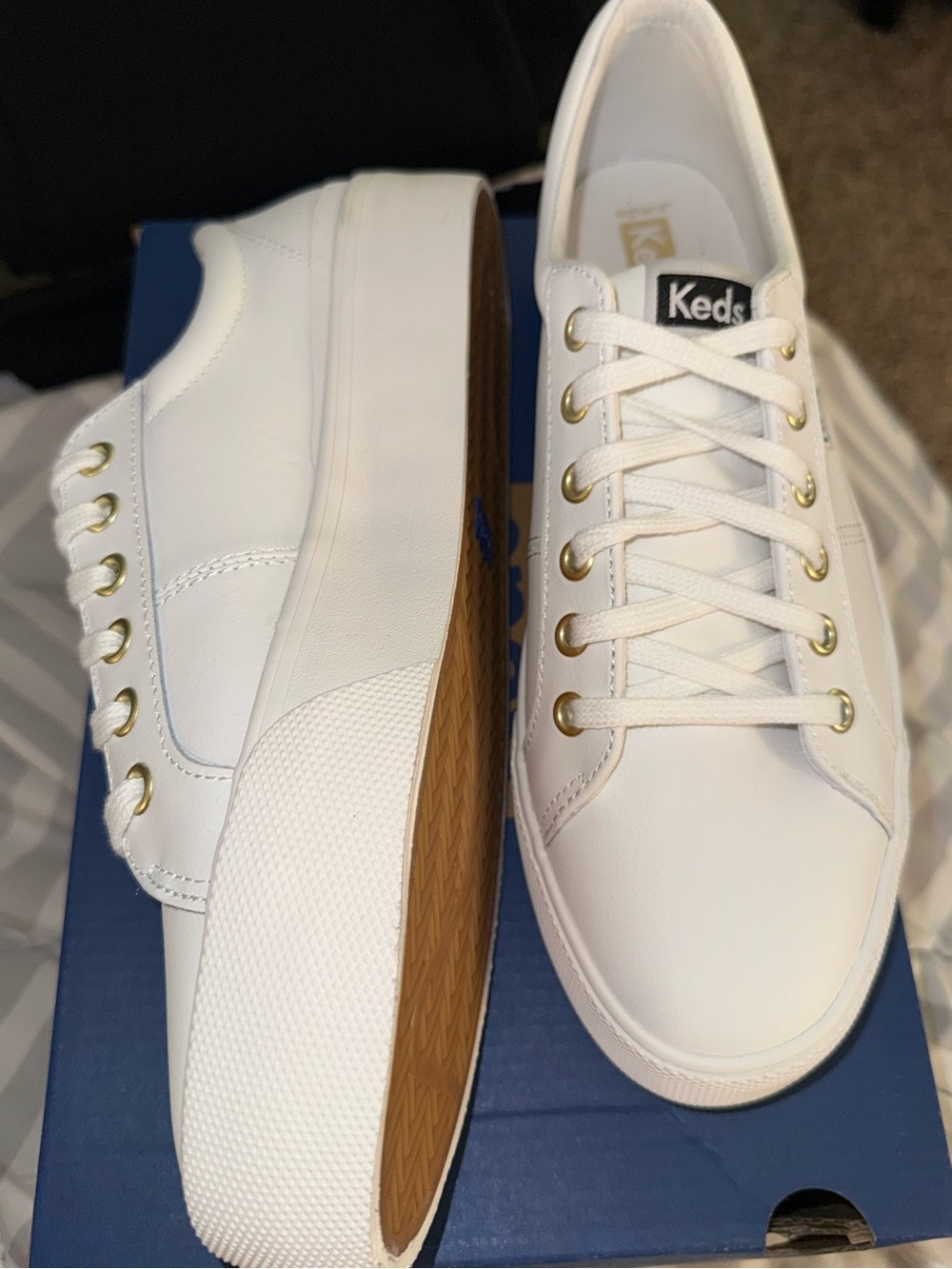 Keds Jump Kick Duo White Leather Sneakers - Picture 3 of 4